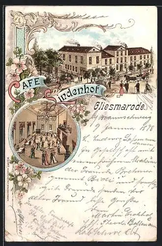 Lithographie Gliesmarode, Café Restaurant Lindenhof und Bäckerei Wloock