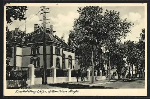 AK Bischofsburg /Ostpr., Partie in der Allensteiner Strasse