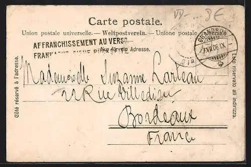 AK Giez, Strassenpoartie mit Anwohnern, Panorama mit Feldern