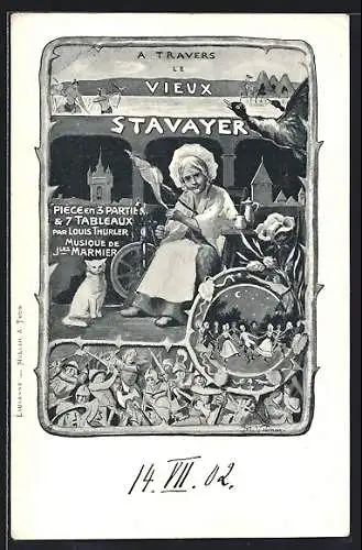AK Estavayer-le-Lac, A Travers le Vieux Stavayer, Piece 3 Parties & 7 Tableaux