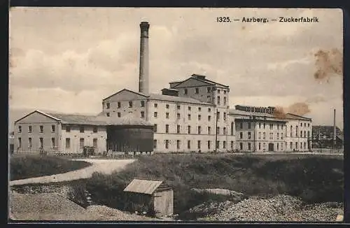 AK Aarberg, Zuckerfabrik mit Schornstein