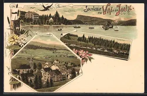 Lithographie Le Brassus, Val de Joux, Lac de Joux, Le Sentier