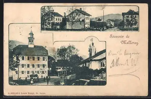 AK Malleray, Restaurant, Ortspartien mit Passanten