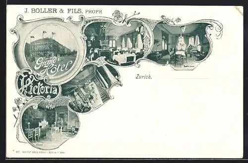 AK Zürich, Grand Hotel Victoria, Bes. J. Boller & Fils