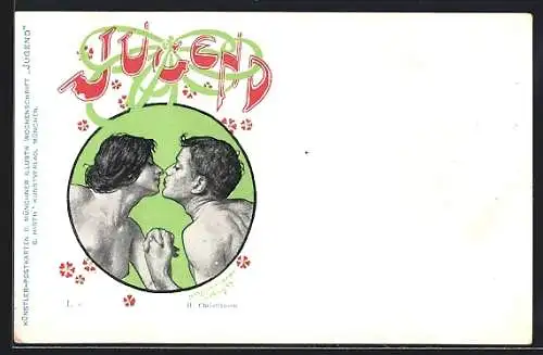 Künstler-AK G. Hirth`s Verlag, Serie I. 2, H. Christiansen: Jugend, Junges Paar beim Kuss