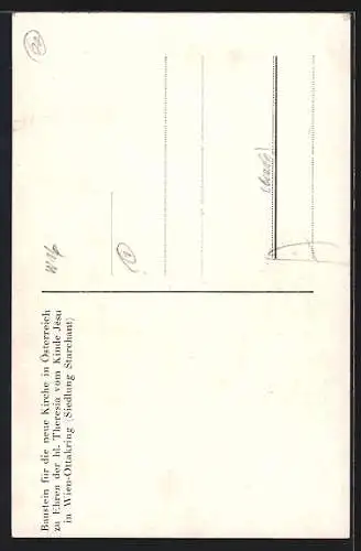 Künstler-AK Wien, Ottakring, Siedlung Starchant, Theresia-Kirche, Baustein