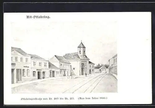 AK Alt-Ottakring, Ottakringerstrasse von Nr. 205 bis Nr. 215 aus dem Jahr 1890