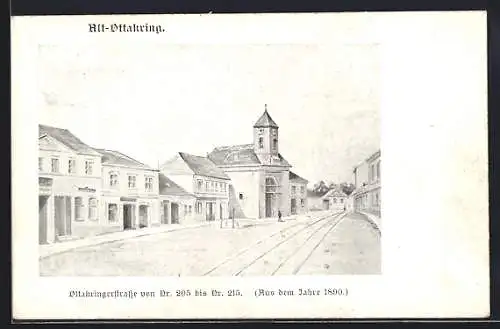 AK Alt-Ottakring, Ottakringerstrasse von Nr. 205 bis Nr. 215 aus dem Jahr 1890