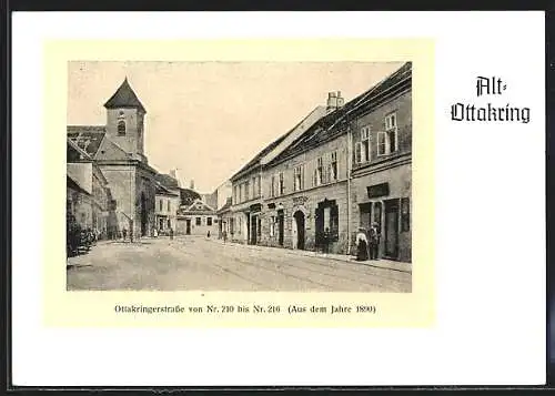 AK Wien, Alt-Ottakring, Geschäfte in der Ottakringerstrasse von Nr. 210 bis Nr. 216 aus dem Jahre 1890