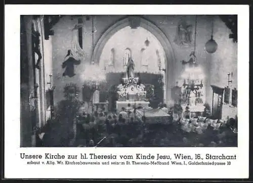 AK Wien, Starchant, Kirche zur heiligen Theresia vom Kinde Jesu, Innenansicht