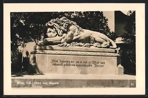 AK Wien, Aspern, Kriegerdenkmal der Löwe von Aspern