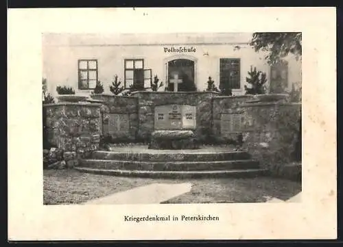 AK Peterskirchen, Kriegerdenkmal vor der Volksschule