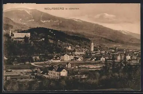 AK Wolfsberg in Kärnten, Ortsansicht mit Bergpanorama