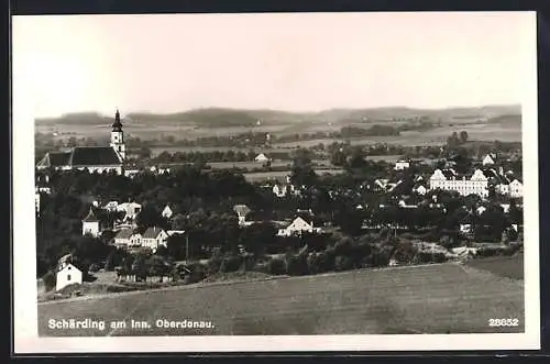 AK Schärding am Inn, Teilansicht mit Kirche