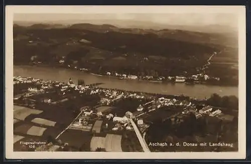 AK Aschach a. d. Donau, Gesamtansicht mit Landshaag