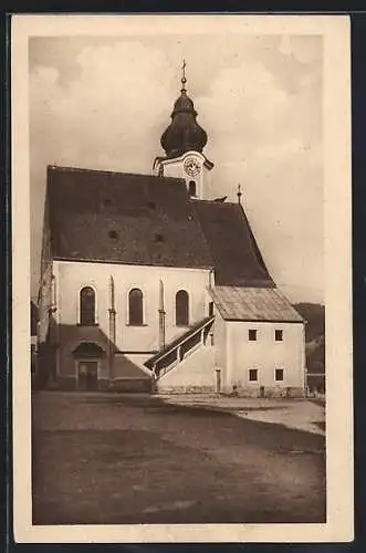 AK Aschach a. d. D., Blick auf die Kirche