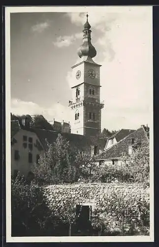 AK Wolfsberg /Kärnten, Ortspartie mit Uhrturm