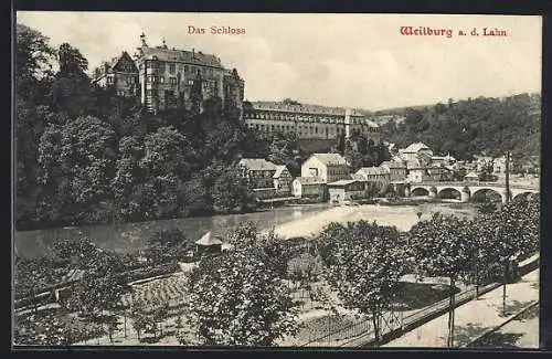 AK Weilburg / Lahn, Teilansicht mit Schloss