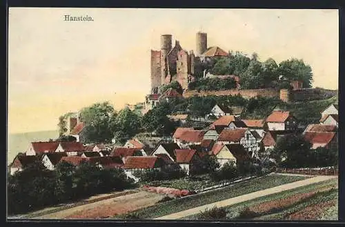 AK Bornhagen i. Th., Blick zur Burgruine Hanstein