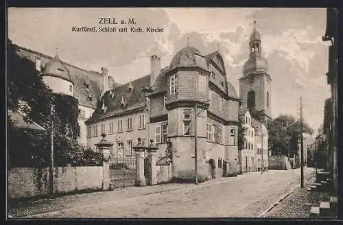 AK Zell / Main, Kurfürstliches Schloss mit Katholischer Kirche
