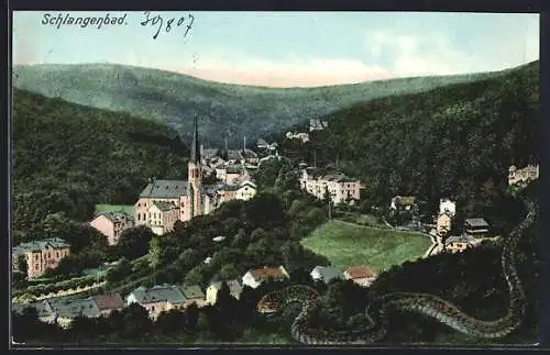 AK Schlangenbad, Teilansicht mit Kirche