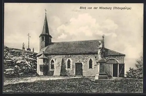 AK Milseburg / Burg, Blick von der Milseburg auf die Kirche