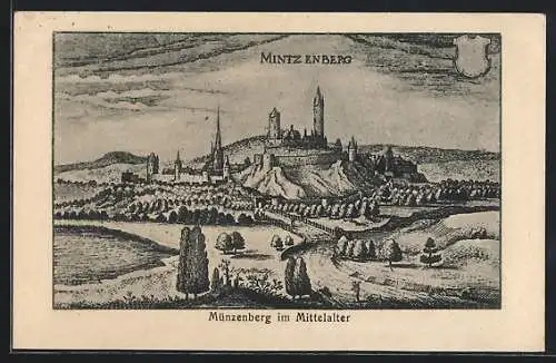 Künstler-AK Münzenberg / Wetterau, Münzenberg im Mittelalter