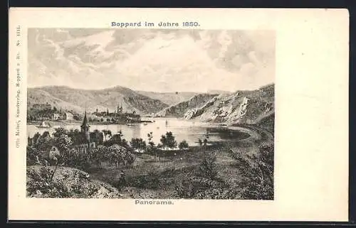 Künstler-AK Boppard, Panorama im Jahre 1850