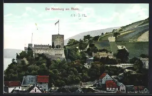 AK Niederheimbach / Rhein, Ortsansicht mit Heimburg