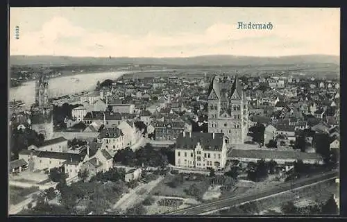 AK Andernach, Teilansicht mit Kirche