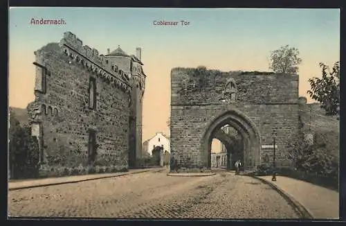 AK Andernach, Strassenpartie mit Coblenzer Tor