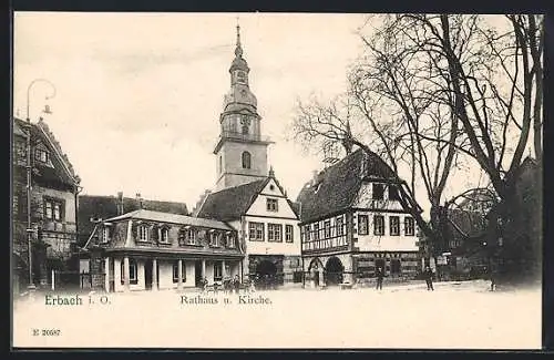 AK Erbach i. O., Rathaus und Kirche