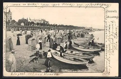 AK Zinnowitz, Strandpartie mit Seebrücke