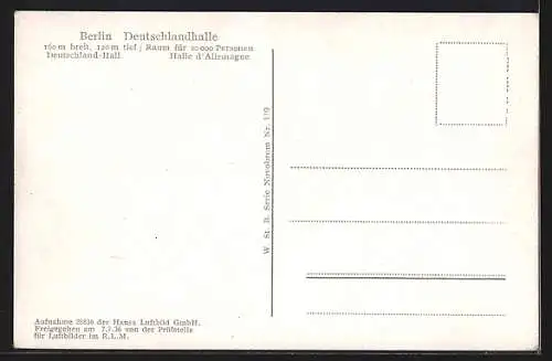 AK Berlin-Charlottenburg, Deutschlandhalle als Luftbild