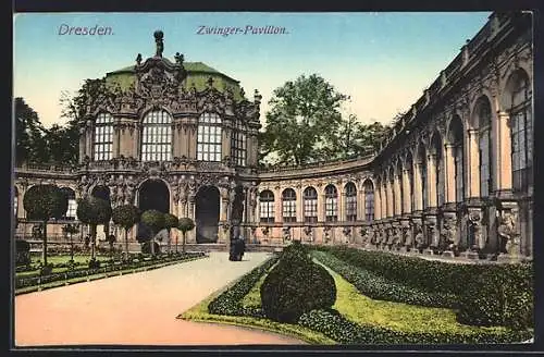 AK Dresden, Partie am Zwinger-Pavillon