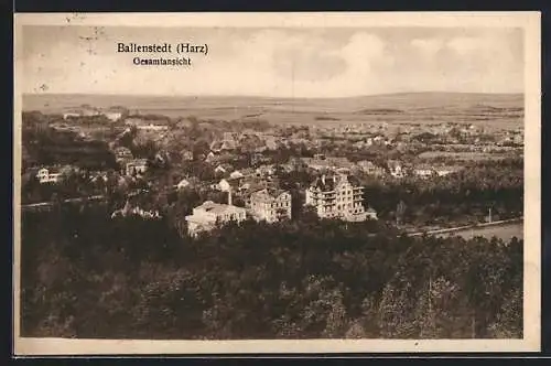 AK Ballenstedt /Harz, Gesamtansicht aus der Vogelschau