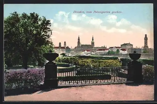 AK Dresden, Blick vom Palaisgarten gesehen