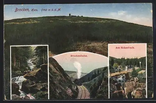 AK Brocken, Gesamtansicht, Brockenbahn, Am Eckerloch