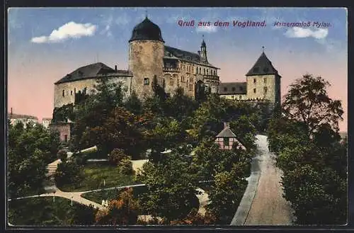 AK Mylau / Vogtland, Kaiserschloss mit Anlagen