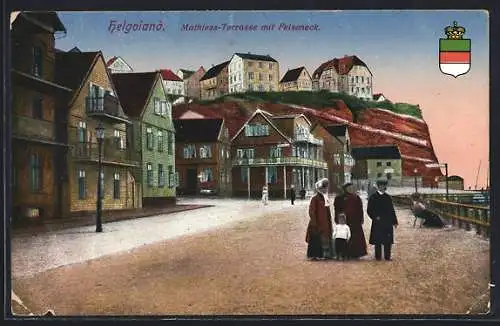 AK Helgoland, Mathiess-Terrasse mit Felseneck