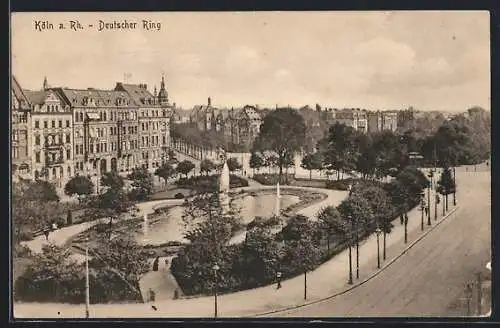 AK Köln-Neustadt, Deutscher Ring mit Fontäne