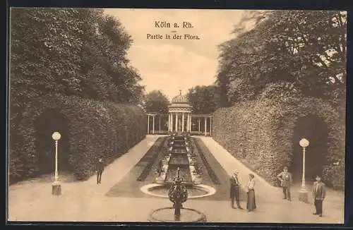 AK Köln-Riehl, Partie in der Flora mit Säulenturm