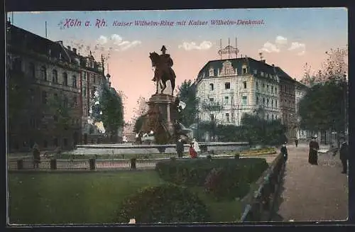 AK Köln-Neustadt, Kaiser Wilhelmring mit Kaiser Wilhelm-Denkmal