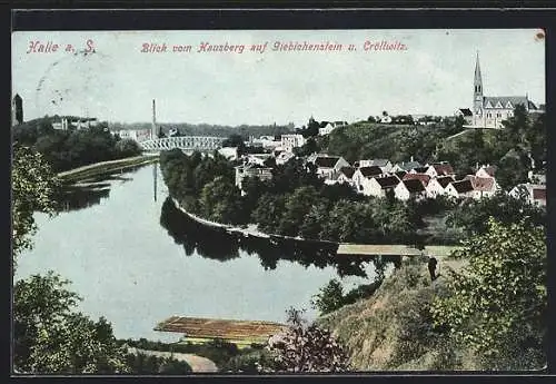 AK Halle / Saale, Blick vom Hausberg auf Giebichenstein u. Cröllwitz