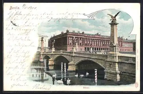 AK Berlin, Börse mit Brücke, Burgstrasse