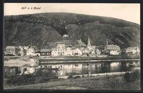 AK Alf a. d. Mosel, Uferpartie mit Kirche