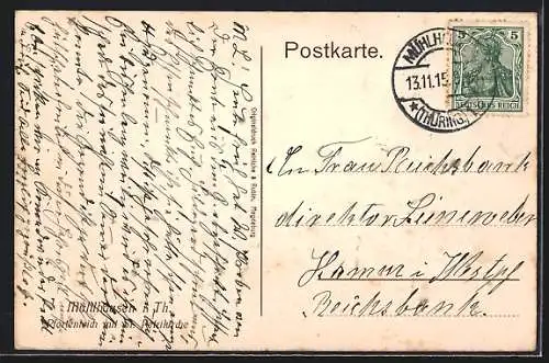 AK Mühlhausen i. Th., Strassenpartie am Petriteich