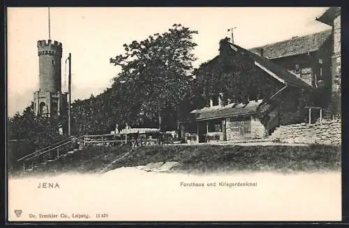 AK Jena, Forsthaus, Kriegerdenkmal