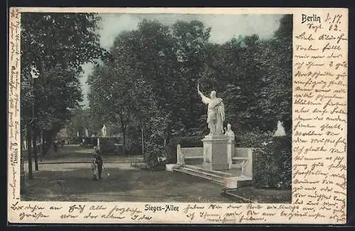 AK Berlin-Tiergarten, Sieges-Allee mit Statuen