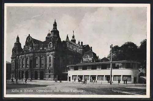 AK Köln-Neustadt, Partie am Opernhaus mit neuer Terrasse und Opernhaus-Gaststätte